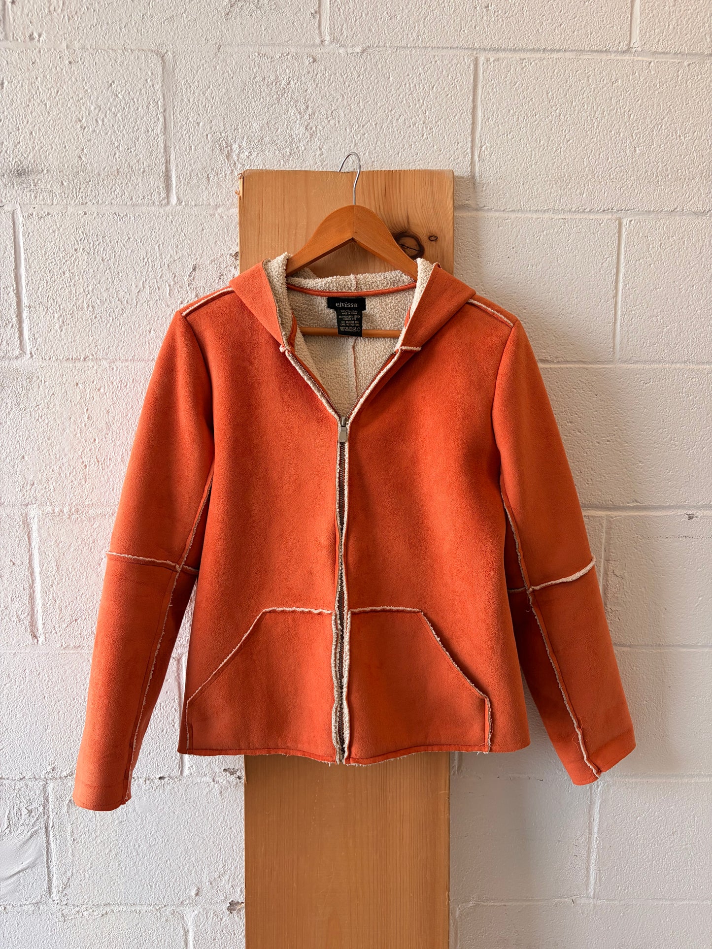 Orange Sherpa Lined Hoodie : L