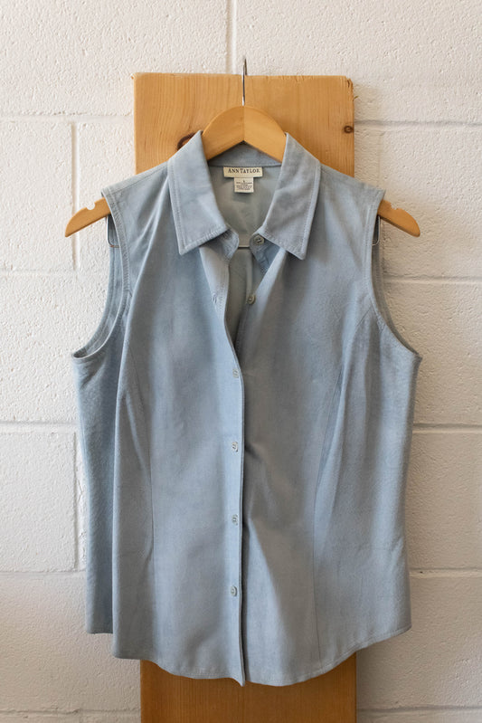 Vtg Blue Suede Vest : L