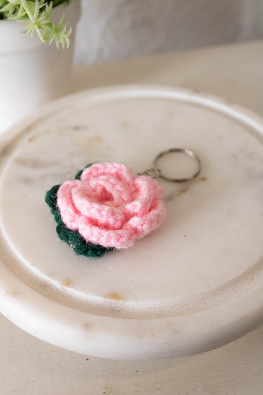 Crochet Rose Keychain