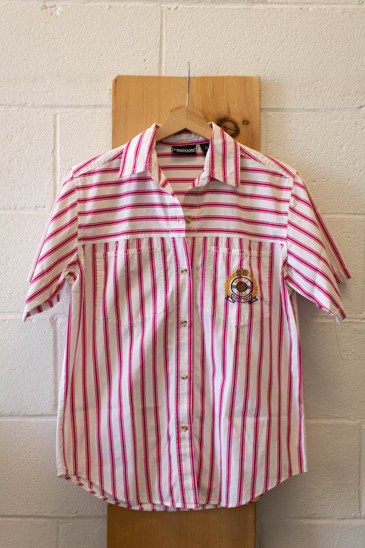 Vtg Pink Striped Button Up : S