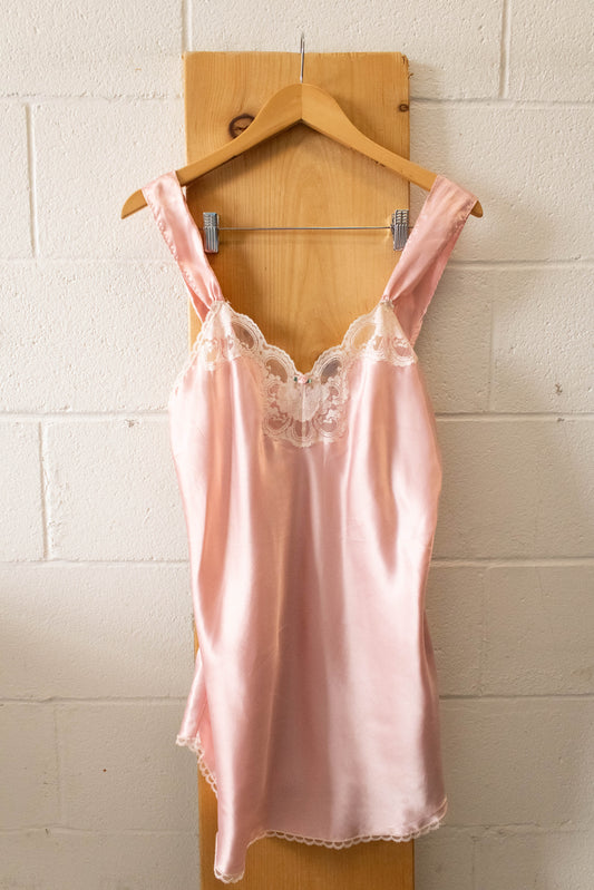 Vtg Pink Slip Dress : M
