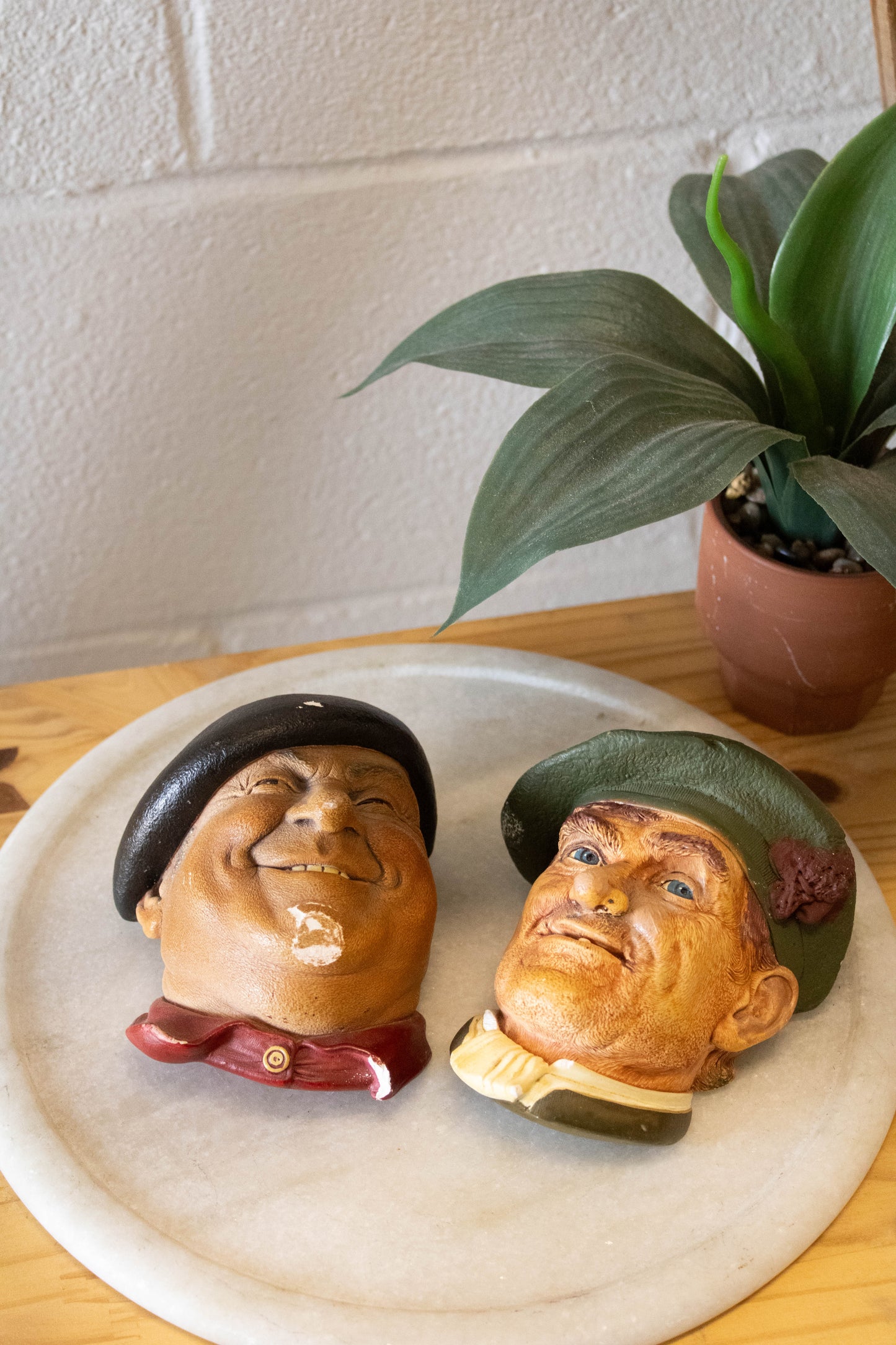 Vtg Bosson Chalkware Figural Heads