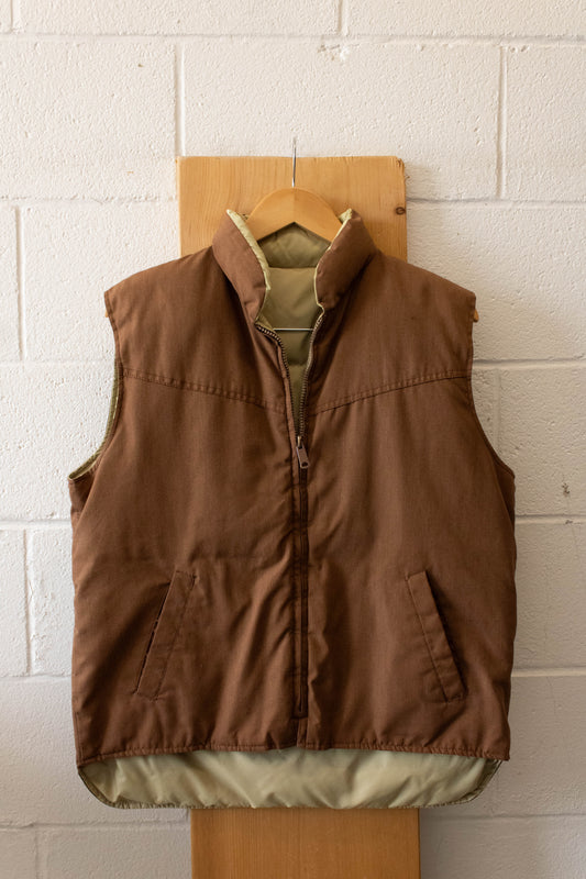 Vtg Brown Reversible Vest : M