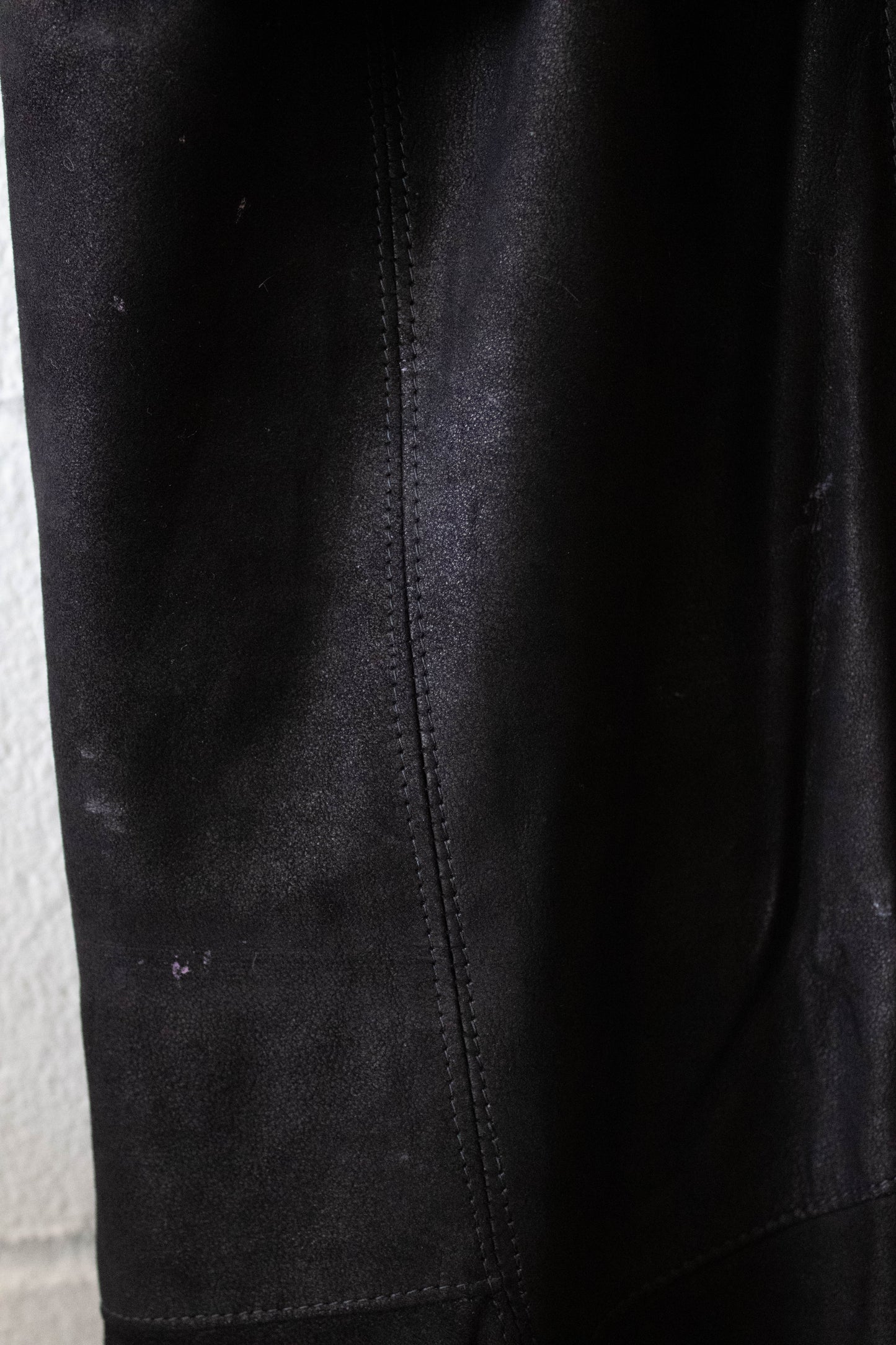 Vtg Black Leather Skirt Set : M