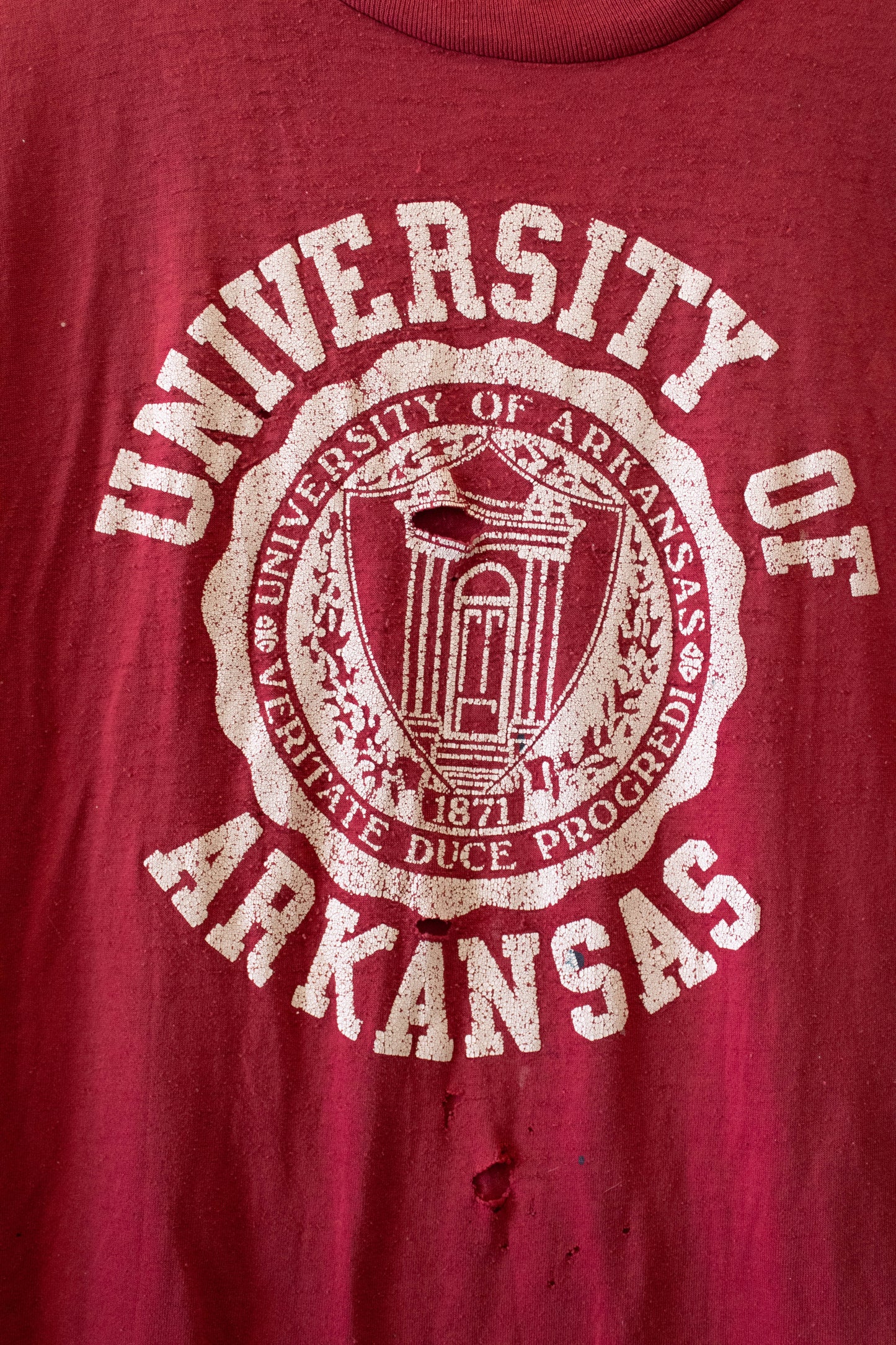 Vtg Thrashed Arkansas Tee : XL