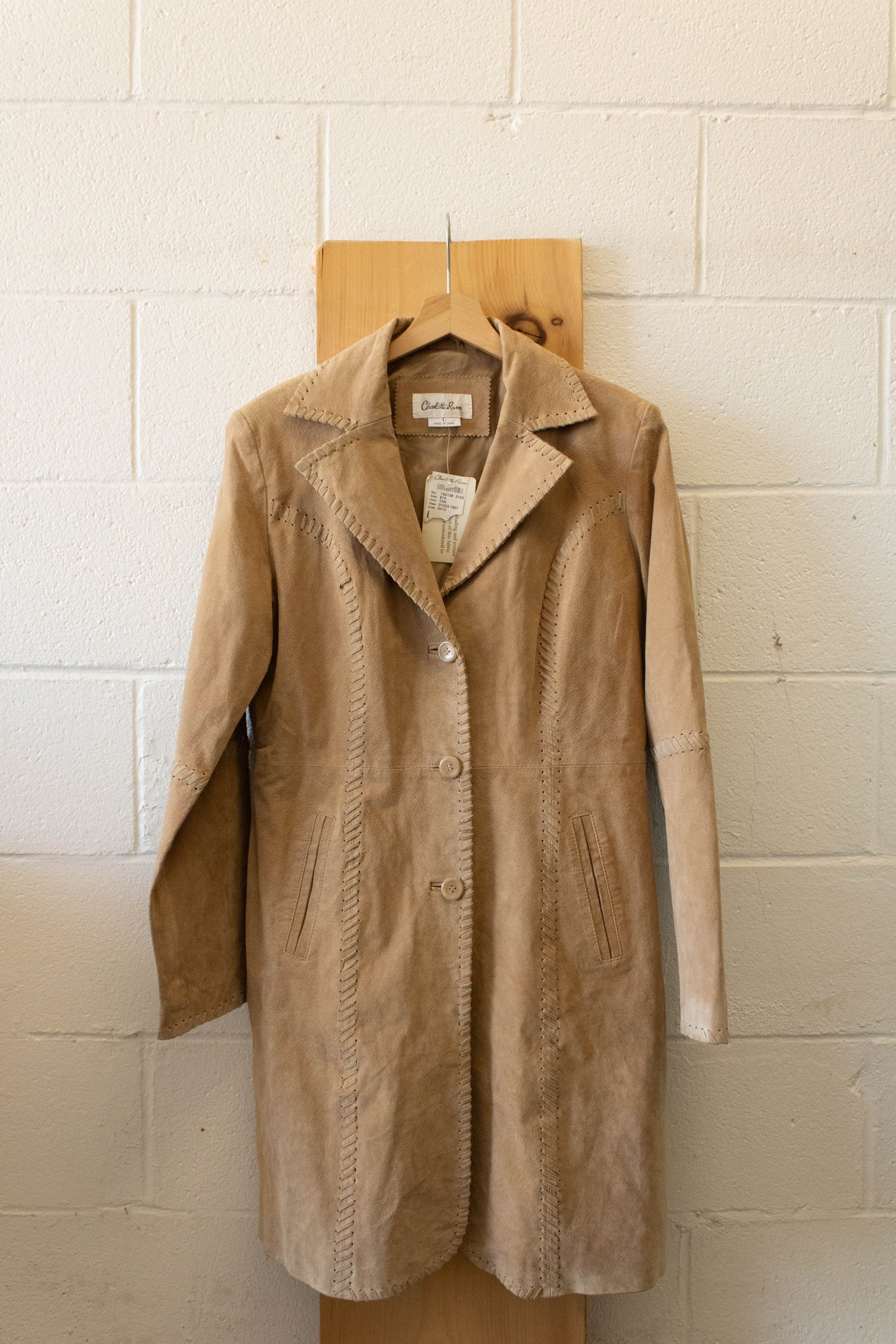 Vtg Tan Suede Coat : L