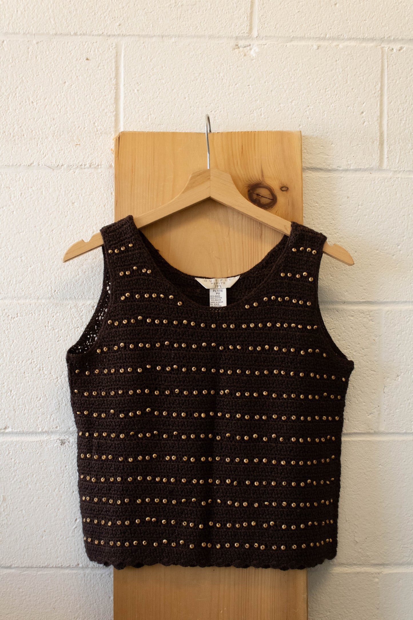 Brown Beaded Knit Tank : PS