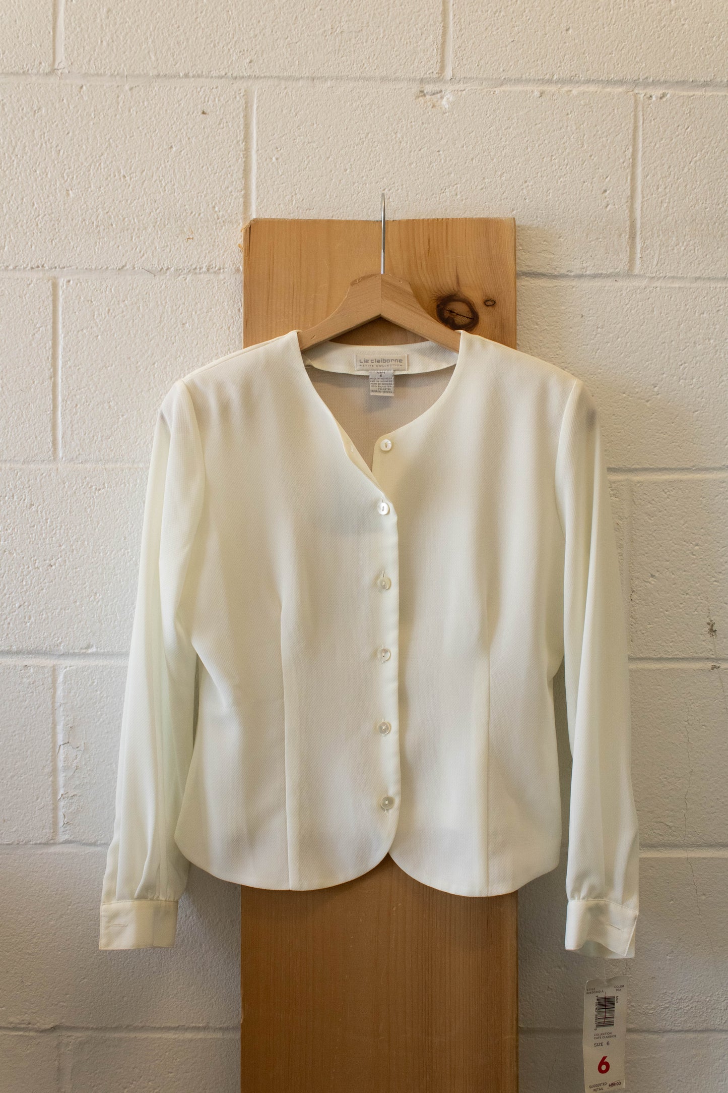 Vtg White Button Up Blouse : 6