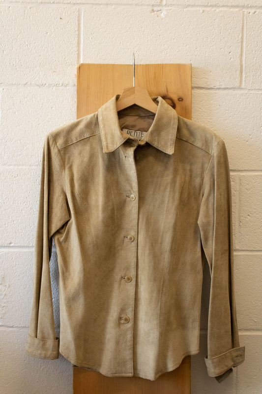 Vtg Tan Suede Button Up : 4P