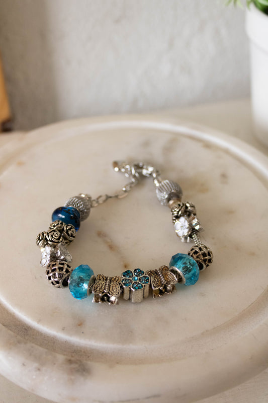 Blue Butterfly Charm Bracelet