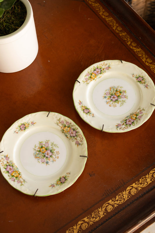 Pair Small Decorative Flower Plates