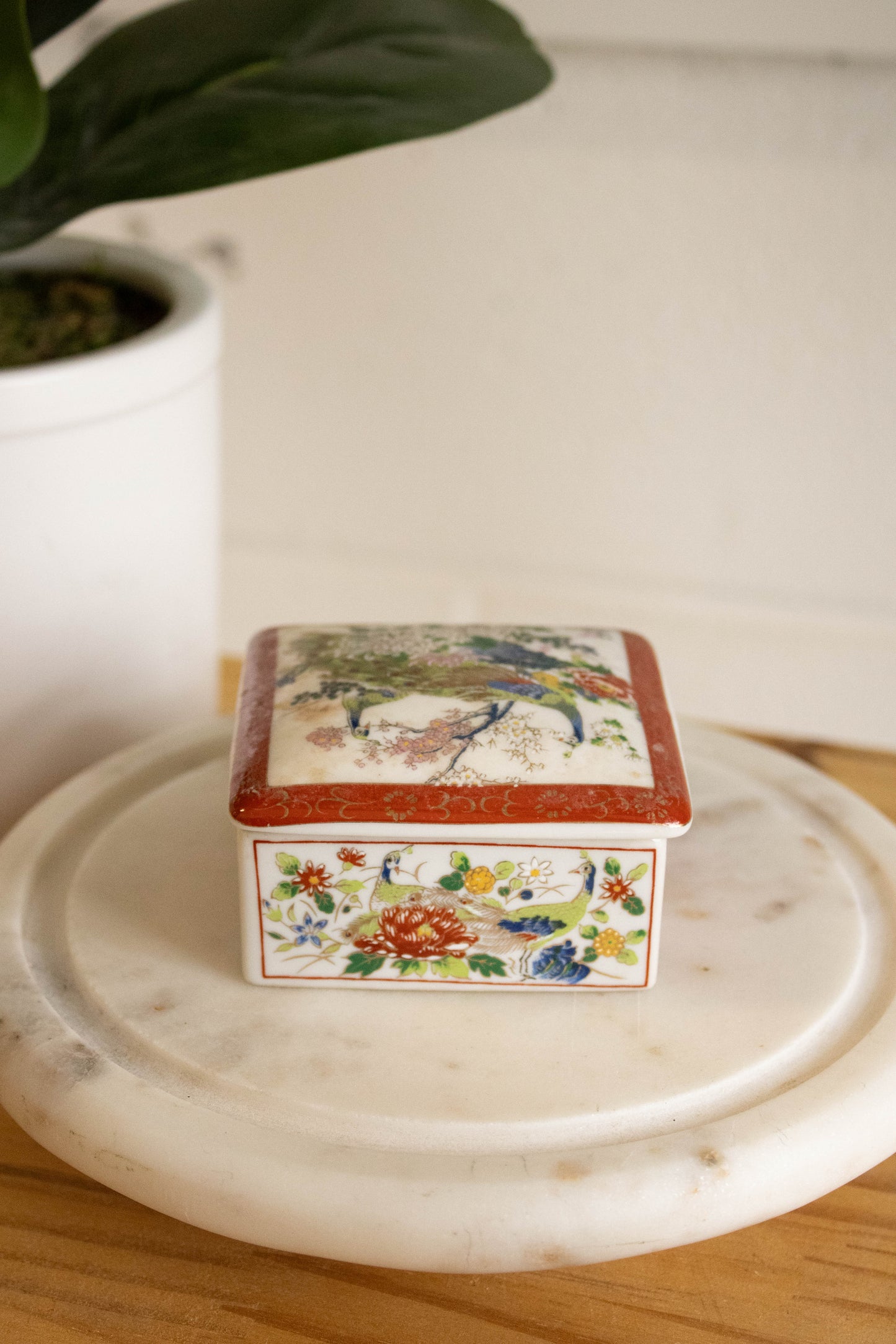 Vtg Peacock Trinket Box