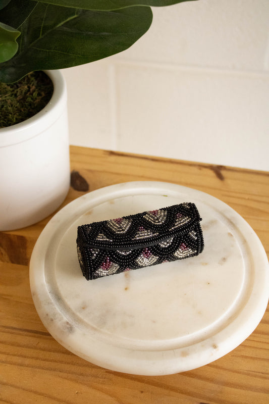 Black Beaded Lipstick Case