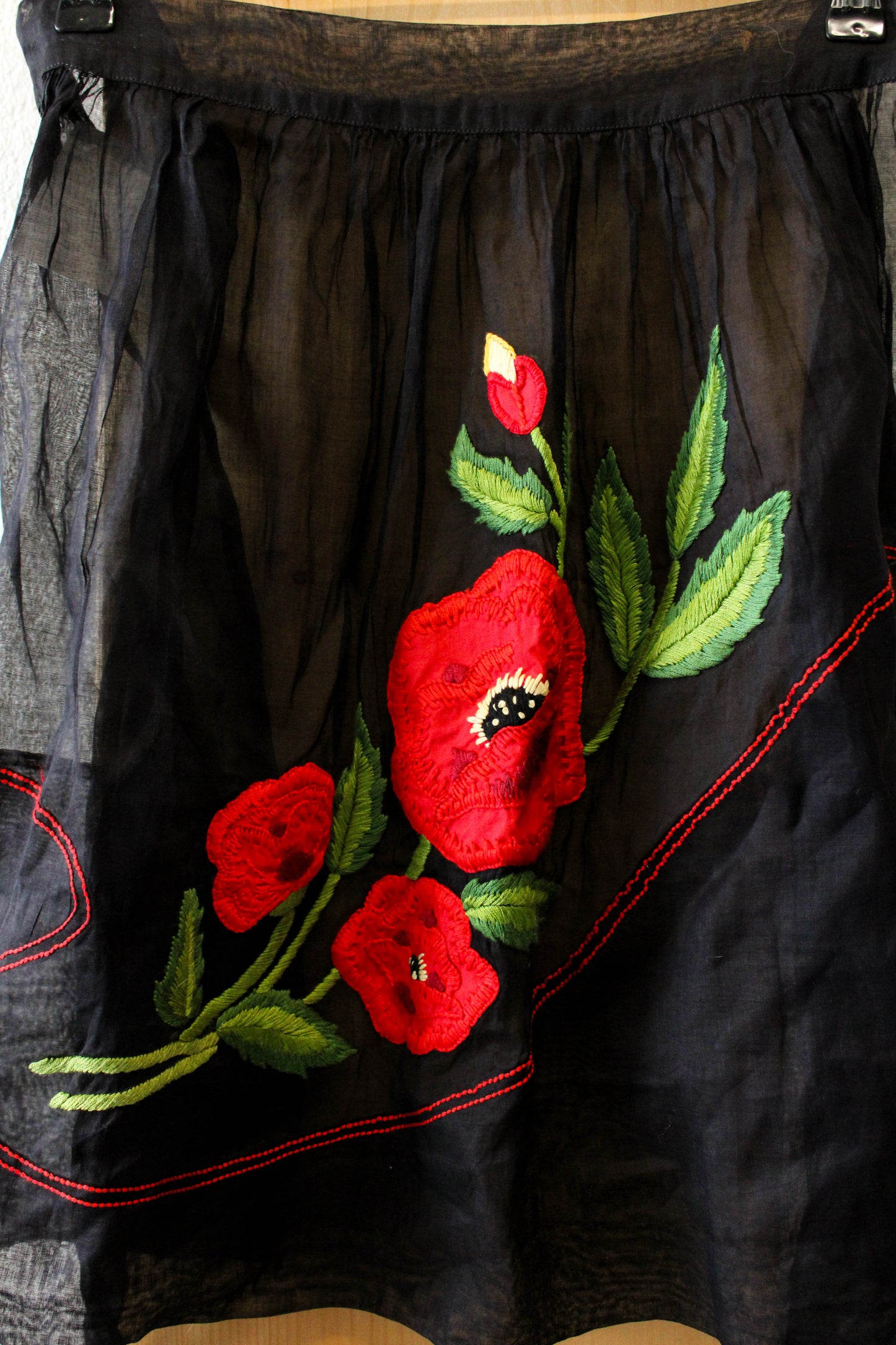 Black Sheer Embroidered Apron