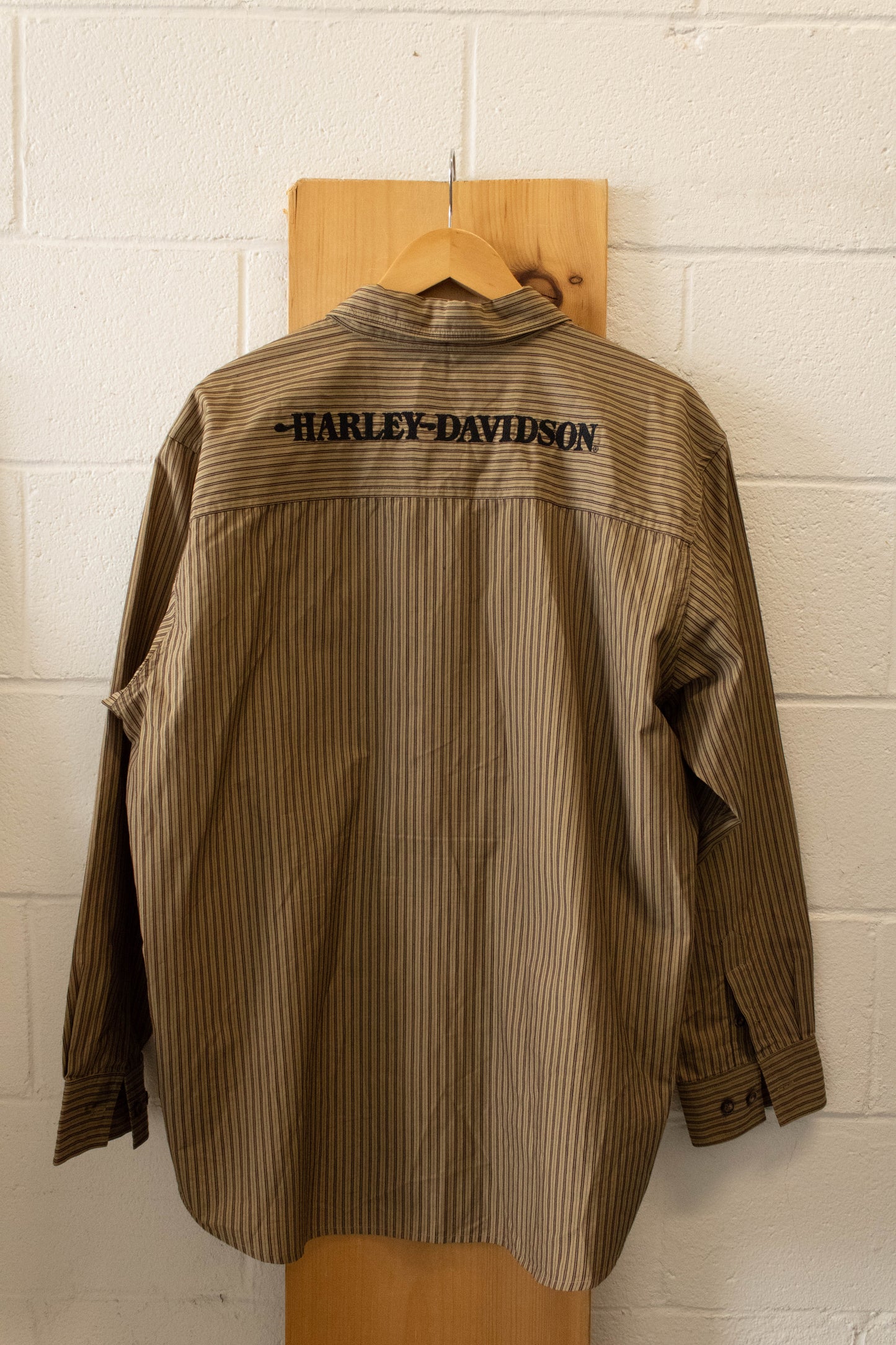 Brown Harley Striped Button Up : XL