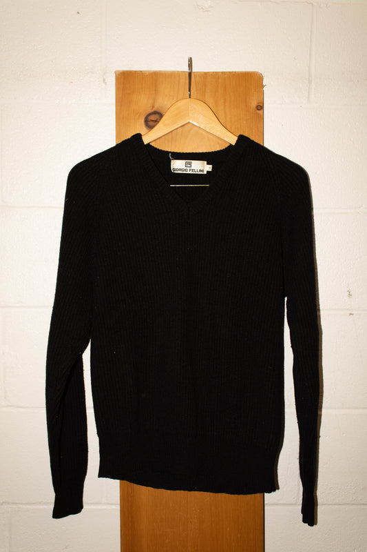 Vtg Black Sweater : M