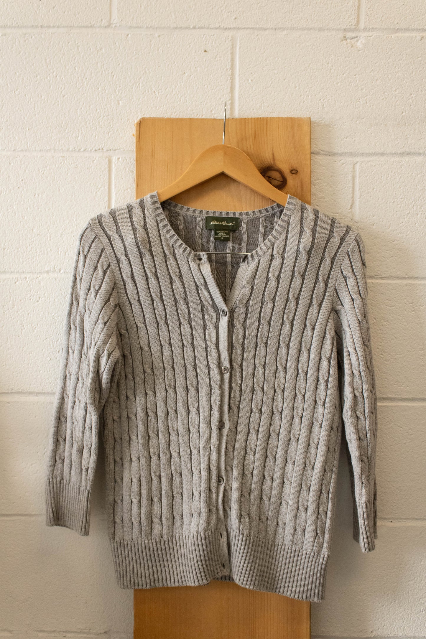 Grey Cable Knit Cardigan : M