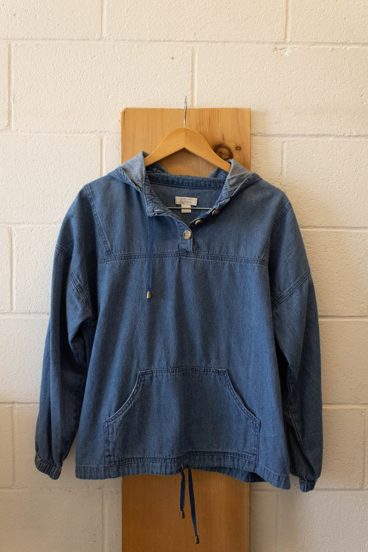 Denim Hooded Pullover : M