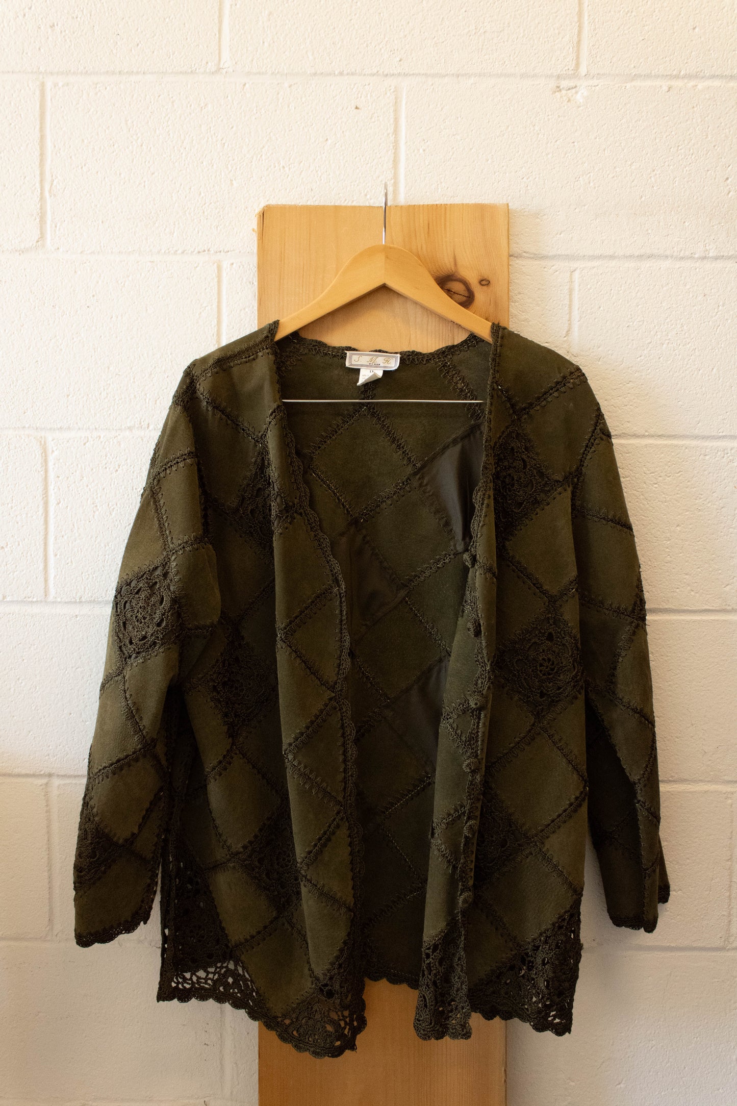 Olive Green Suede Patchwork Jacket : 1X