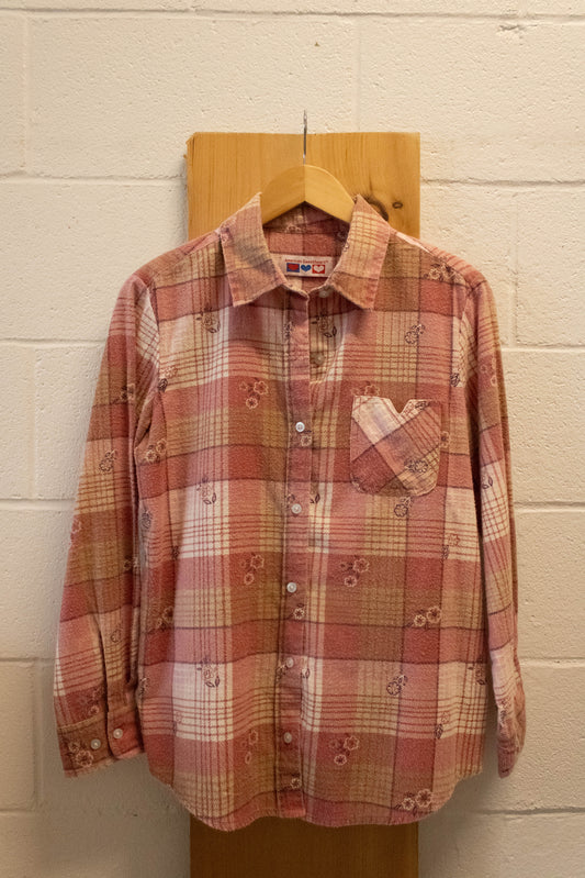 Vtg Pink Flannel : S