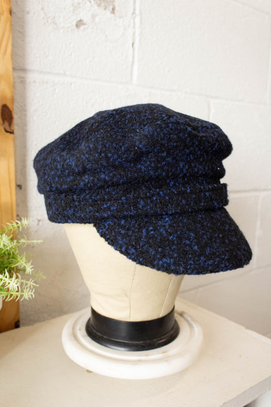 Blue and Black Tweed Cap