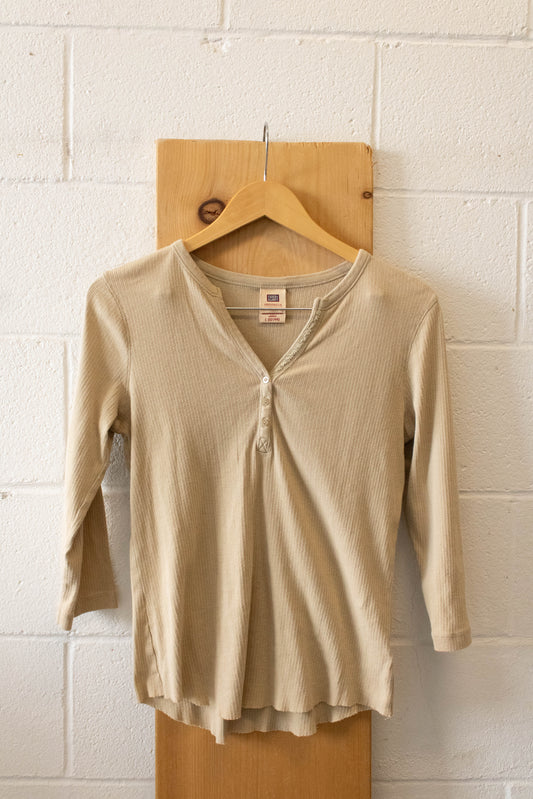 Vtg Ribbed Brown Top : L
