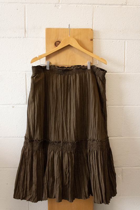 Vtg Brown Pleated Skirt : 22W