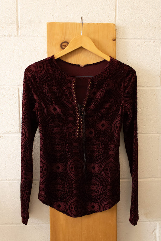FP Burgundy Velvet Top : S