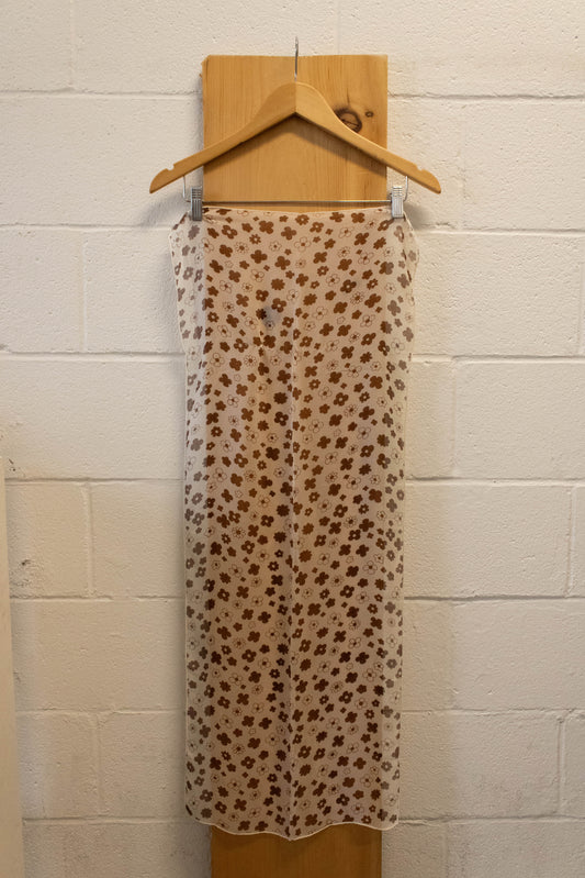 Brown Sheer Flower Scarf