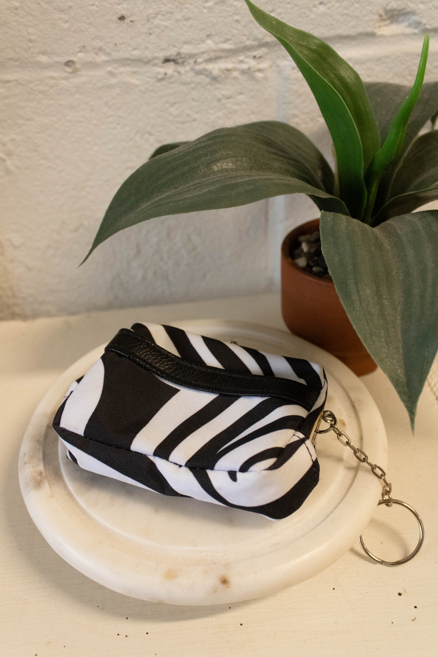 Zebra Print Coin Purse Key Chain