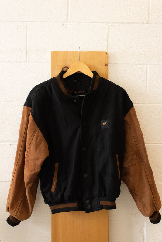 Vtg Black and Brown Bomber Jacket : S