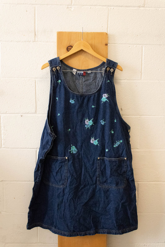 Vtg Denim Floral Dress : 3X