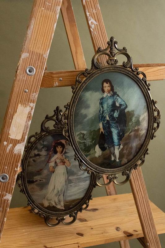 Vtg Italian Ornate Framed Victorian Boy and Girl (Local Pick Up Only)