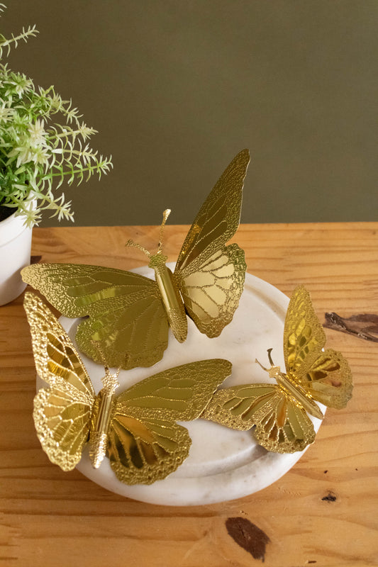 Set of 3 Gold Butterflies