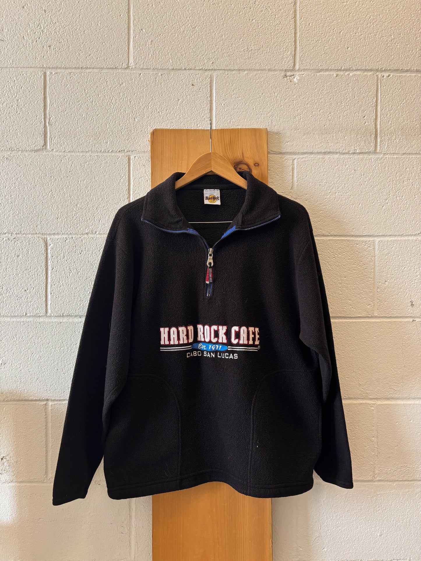 Black Quarter Zip Hard Rock Fleece : L