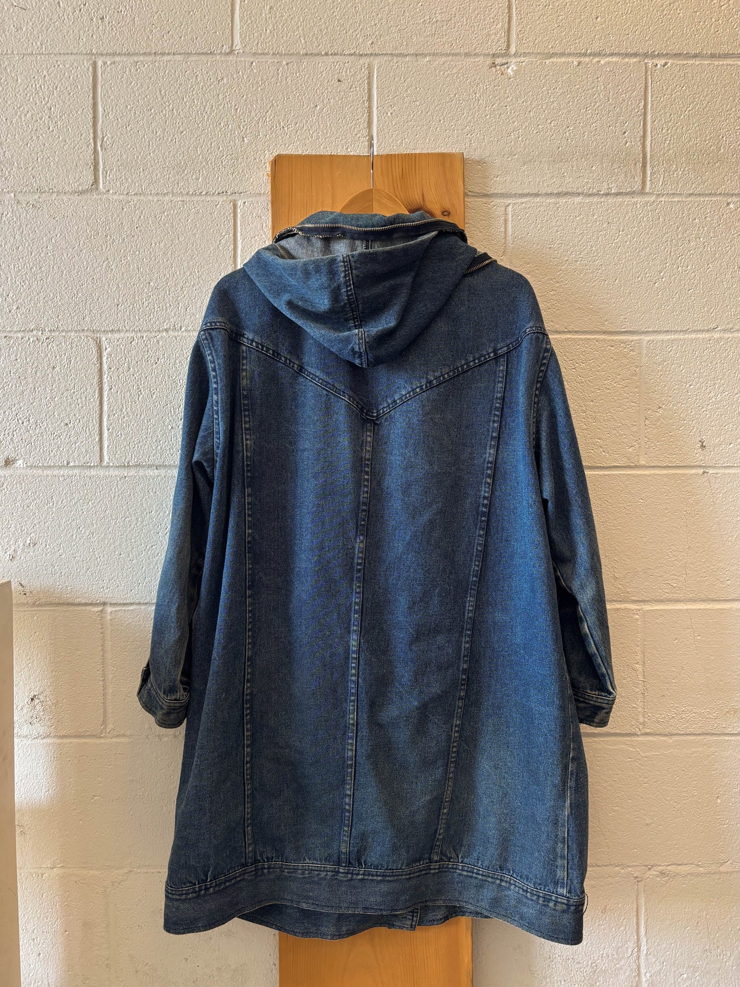 Vtg Hooded Long Denim Jacket : 18/20