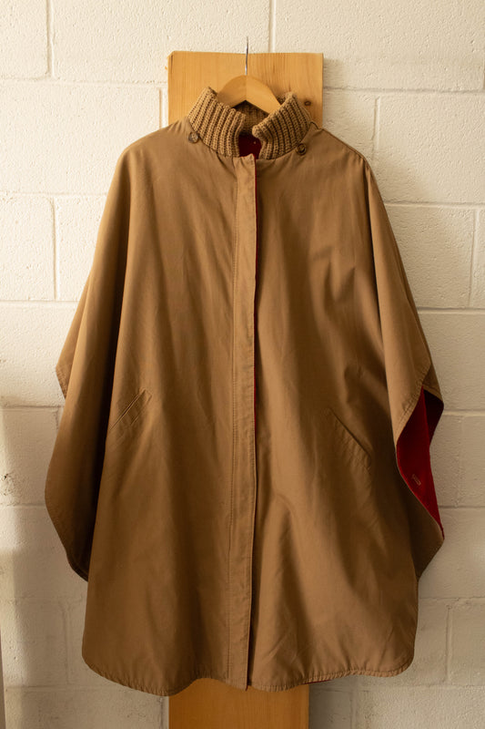 Vtg Long Khaki Cape