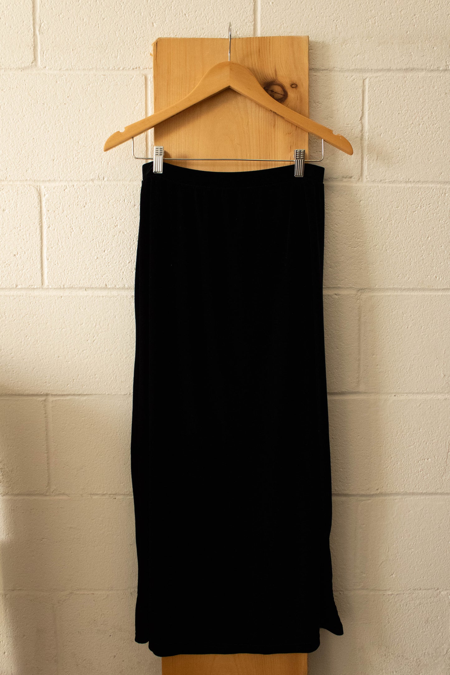 Vtg Black Velvet Maxi Skirt : M