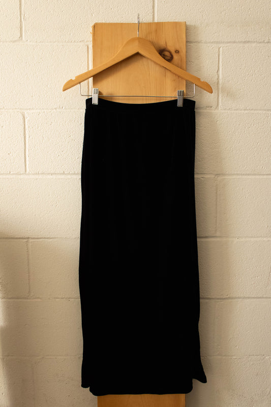 Vtg Black Velvet Maxi Skirt : M