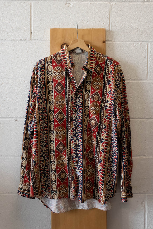 Vtg Abstract Button Up : M