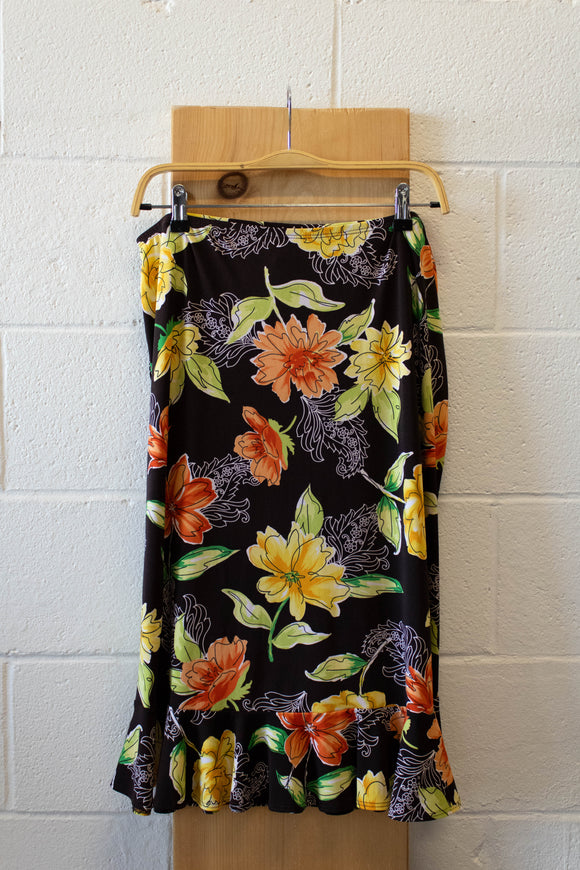Vtg Floral Midi Skirt : L