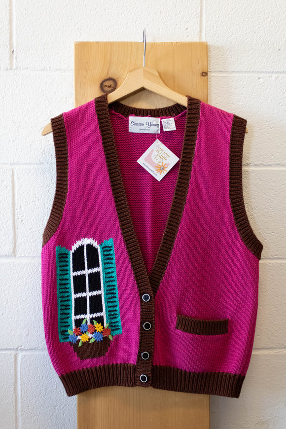 Pink Knitted Window Vest : M
