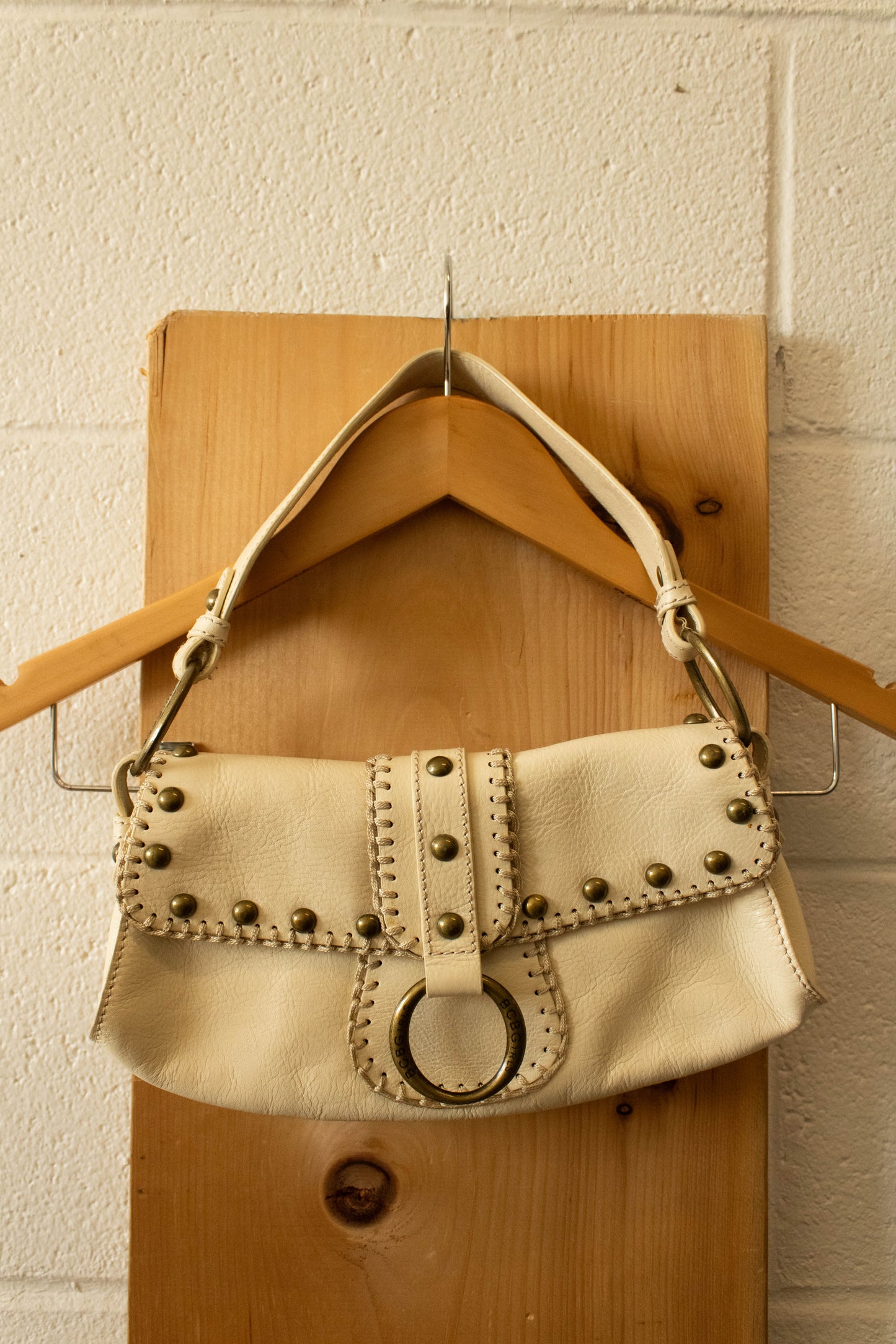 White Studded Shoulder Bag