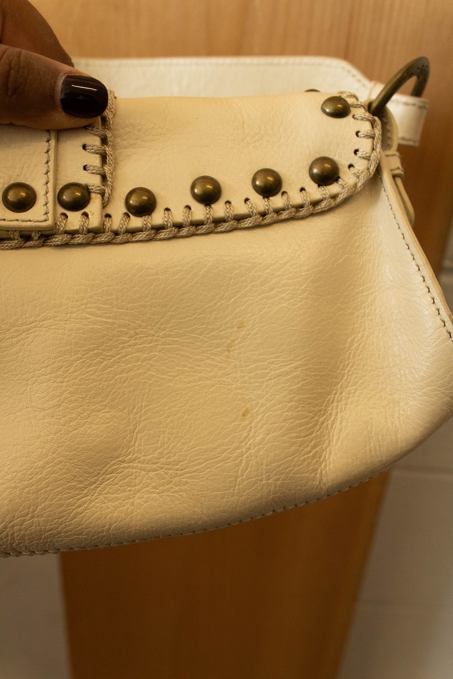 White Studded Shoulder Bag