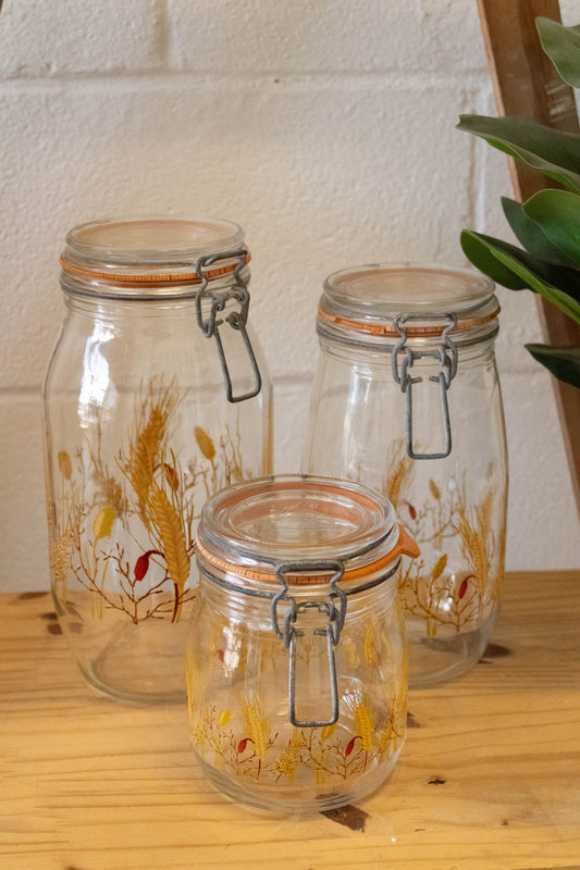 Set of 3 Arc Wheat Pattern Jars (Local Pick Up Only)