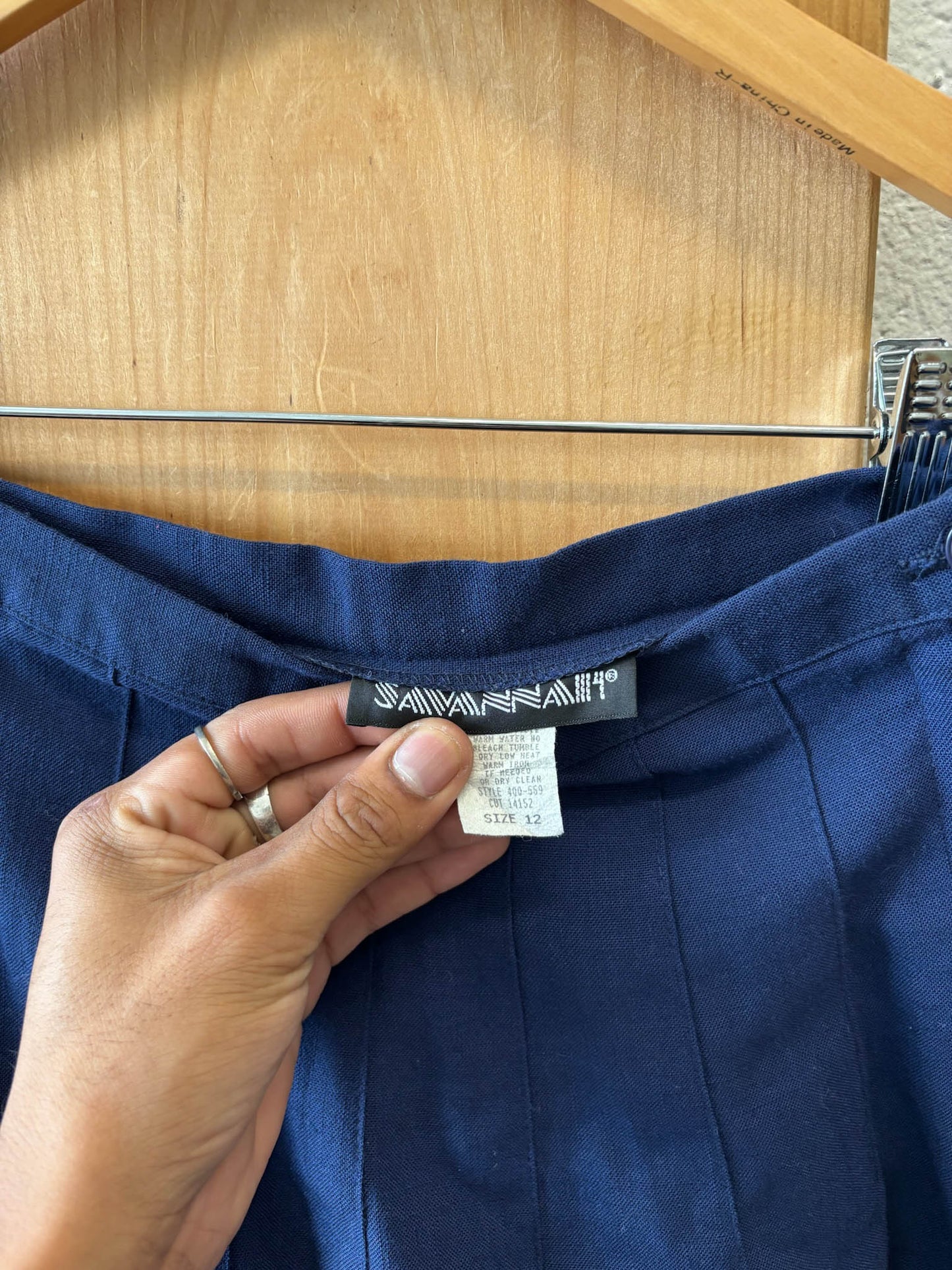 Vtg Navy Pleated Skirt : M
