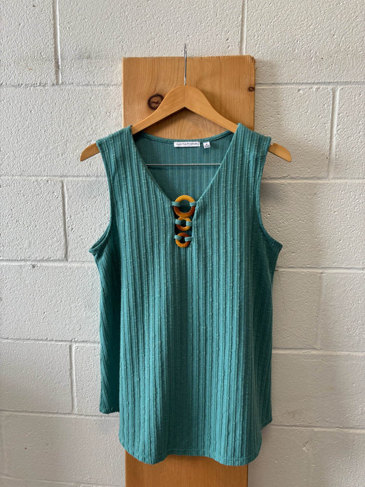 Teal Ribbed Tank : M