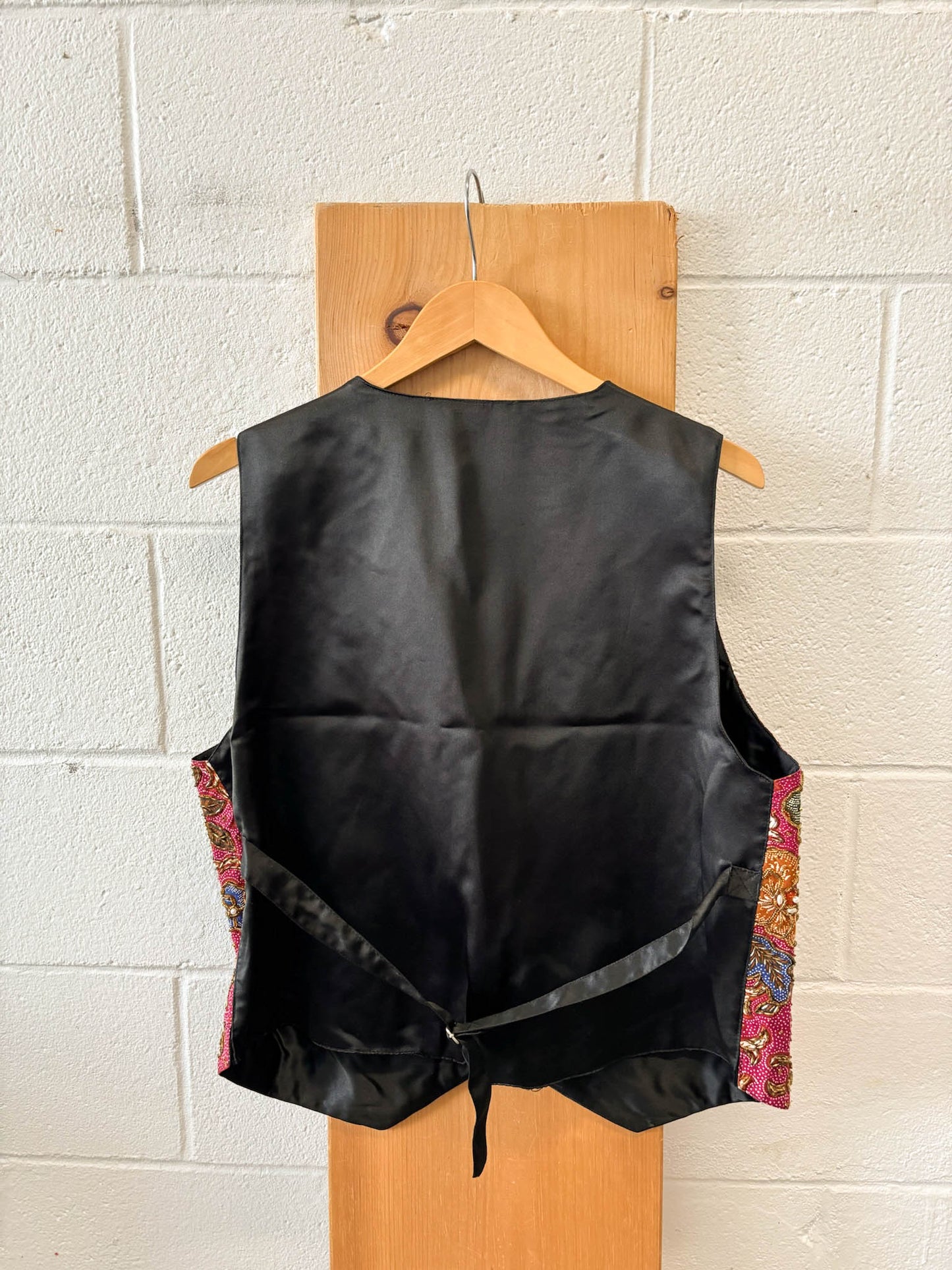 Vtg Sequined Floral Vest : S