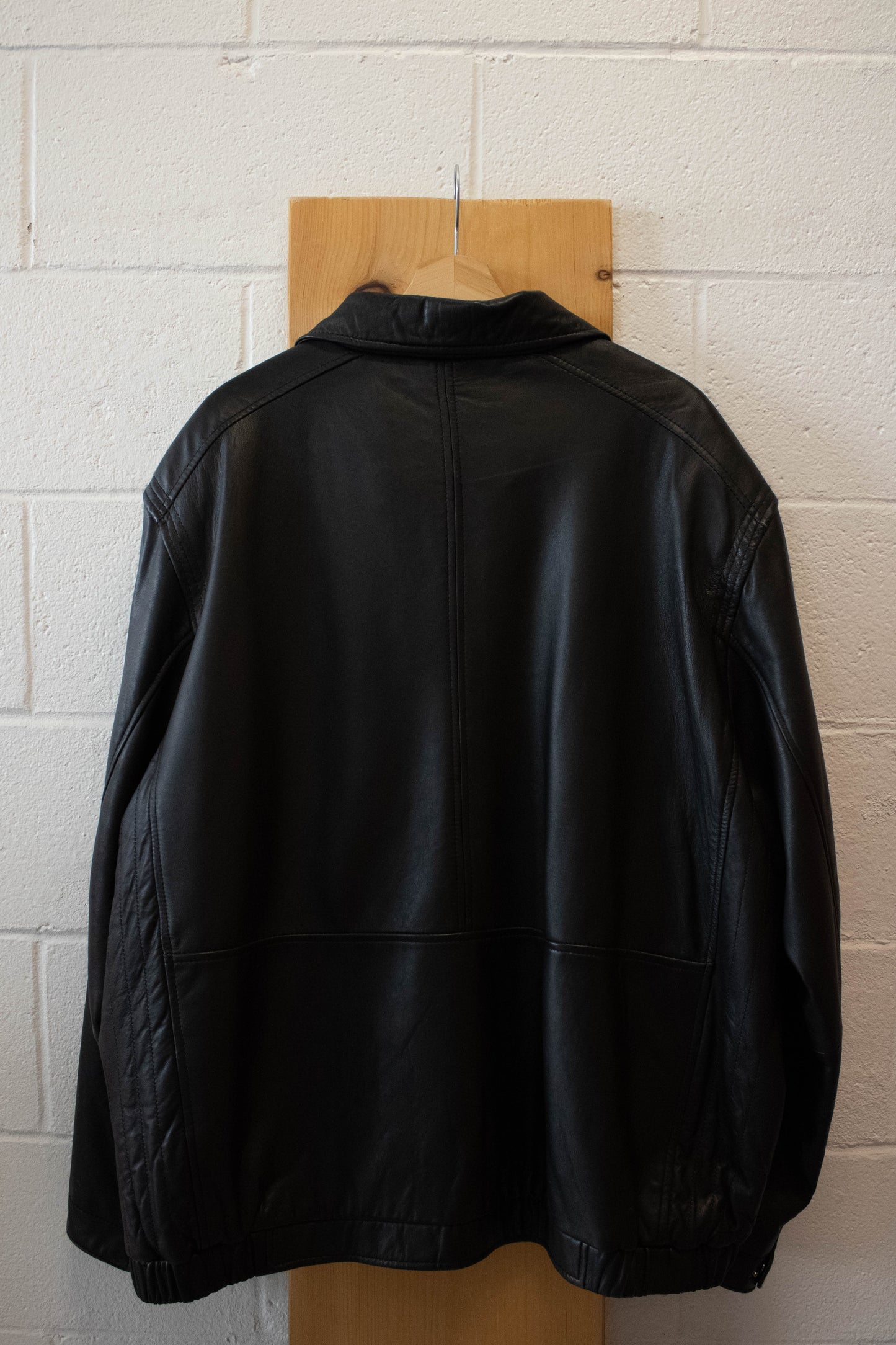 Vtg Black Leather Jacket : 4X