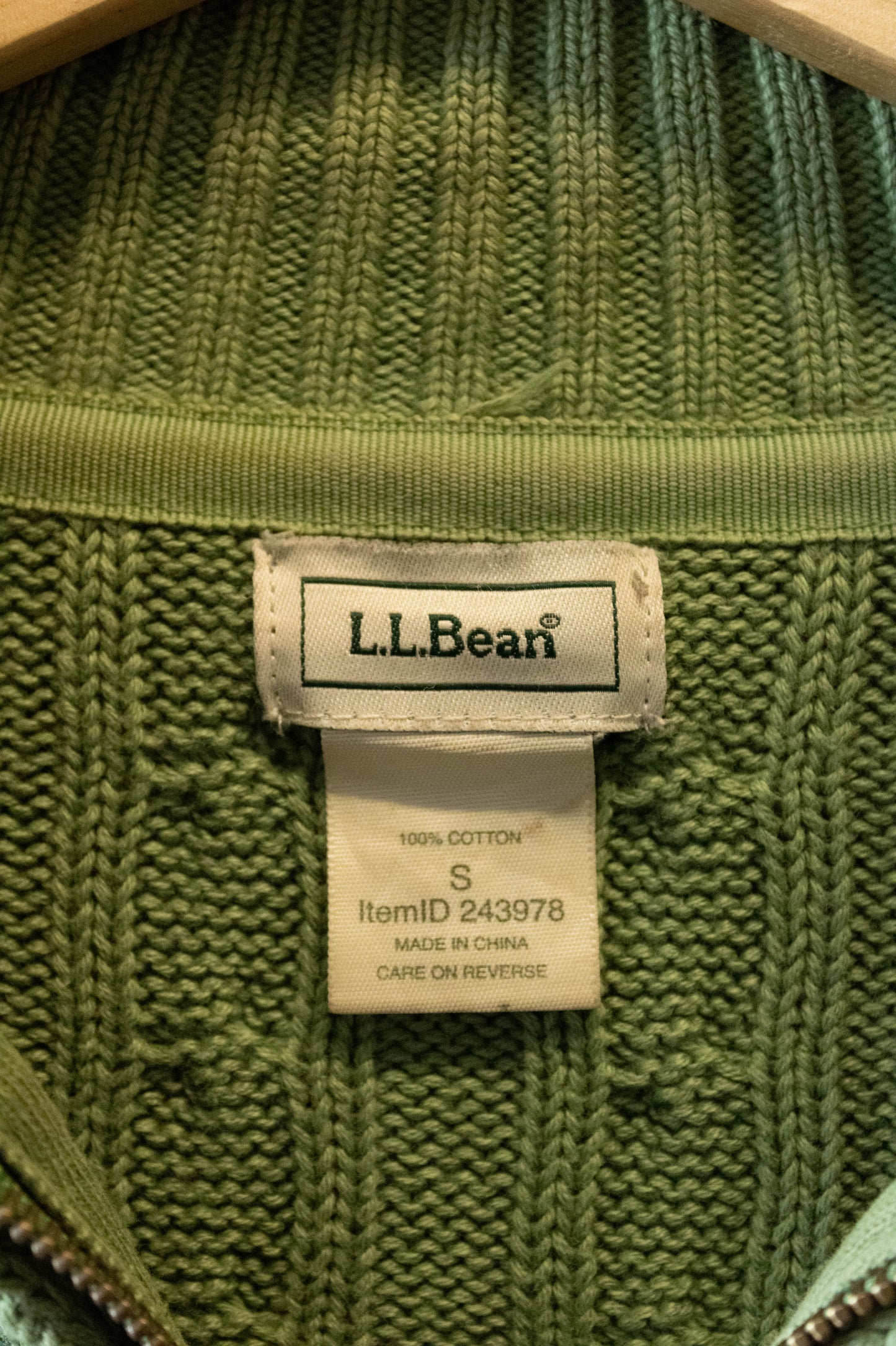 LL Bean Zip Up Sweater : S